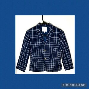 New JANIE AND JACK Linen Windowpane Plaid Jacket